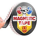 Super Sticky Magnetic Tape (3.3 Feet x 1/2 Inch / 1m x 1.25cm) - Strong Magnet Strip with Adhesive Backing for DIY & Crafts - Easy to Cut and Mount On Fridges, Whiteboards & More - Organization