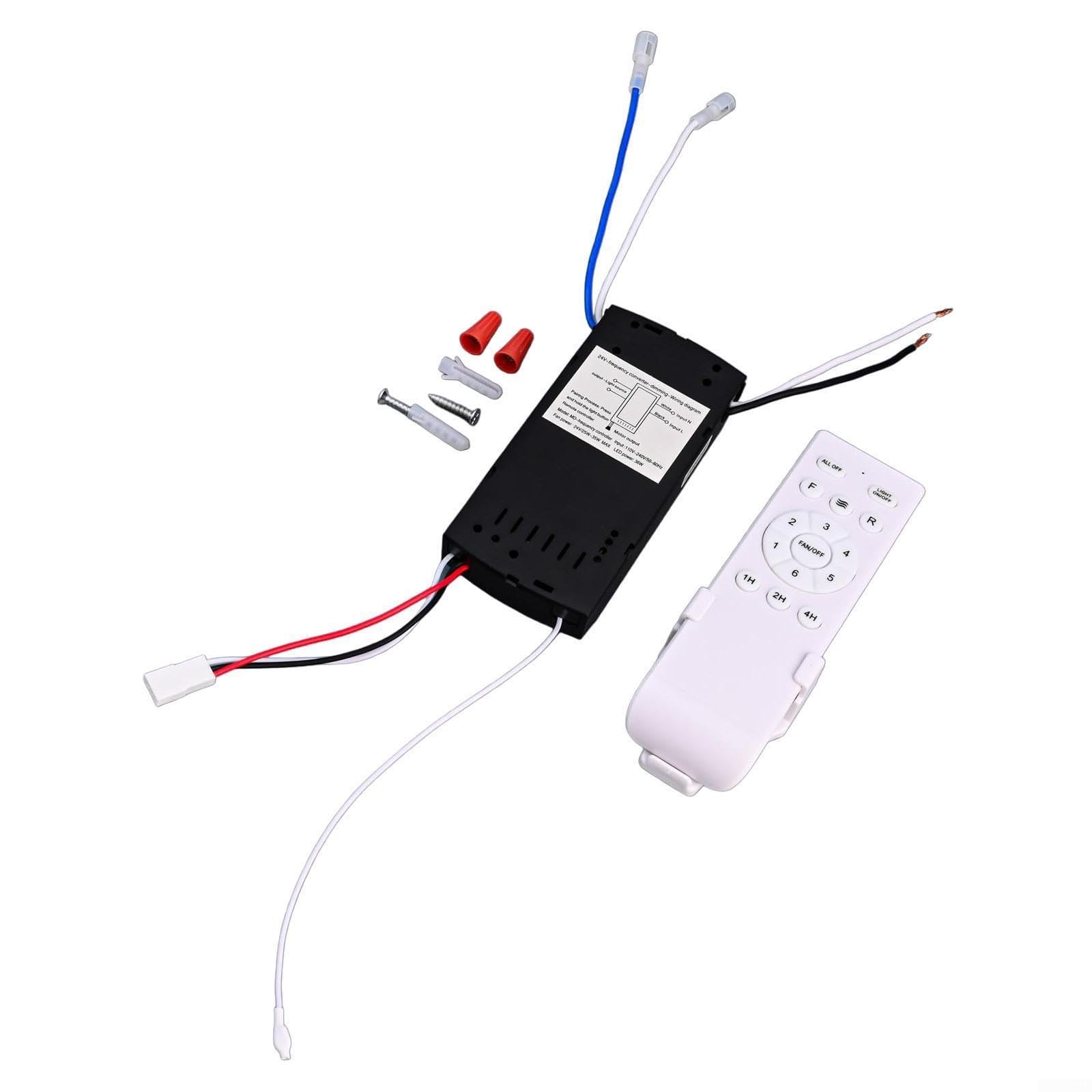 Kit de control remoto de ventilador de techo de conversión de frecuencia con 1-6 ajustes, rango de 30 m, entrada de 90-265 V, carcasa de PC, ventiladores de techo AC (negro/blanco) (versión