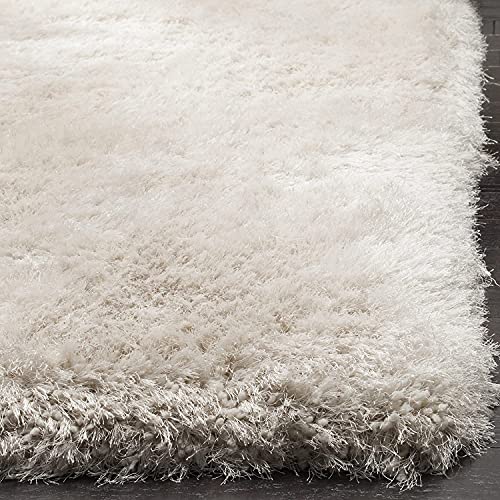 Image of Premium Round Shaggy Carpet Plain Fur Rugs Bedroom and Living Room 6x6 Feet Microfiber & Polyster Modern Interior Floor Mat Ivory