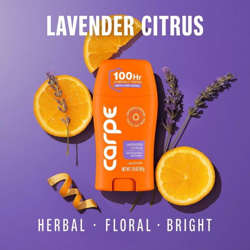 Carpe Women's 100HR Sweat & Odor Control Antiperspirant Deodorant - Lavender Citrus - 1.76oz: Under Arm, Paraben-Free, Cream, Vegan