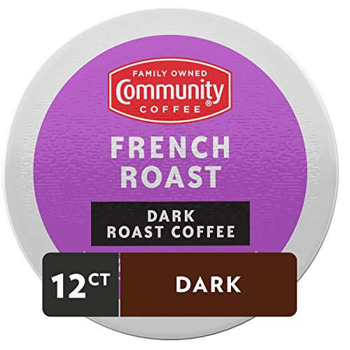 Image of Community Coffee French Roast 12 Count Coffee Pods, Extra Dark Roast, Compatible with Keurig 2.0 K-Cup Brewers, 12 Count (Pack of 2)