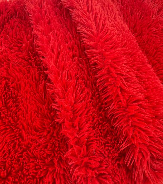 Image of Shaggy Faux Fur Fabric, Super Soft, 6 X 5 Feet (Red)