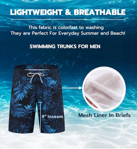 Image of APTRO Men's Long Swim Trunks with Mesh Lining Beach Bathing Suits Board Shorts Swimwear with Pockets and No Mesh