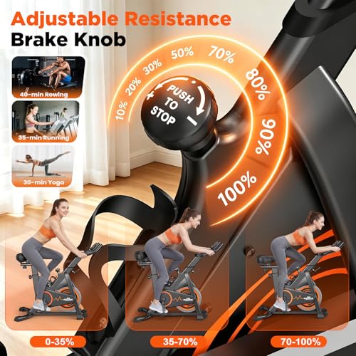 Image of RELIFE REBUILD YOUR LIFE Exercise Bike Stationary for Home Indoor,Cycling Bike with Silent Belt Drive for Home Cardio,Brake Pad Resistance with djustable & Comfort Seat /PAD Holder /LCD Monitor.