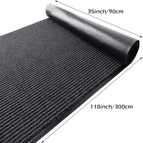 Nisorpa Commercial Grade Door Floor Mat 3' x 10' Brush Step Entrance Mat Slip Skid Entrance Mat with PVC Backing Home Office Hotel Corridor Indoor Outdoor Runner Rugs Corridor Floor Carpet, Grey