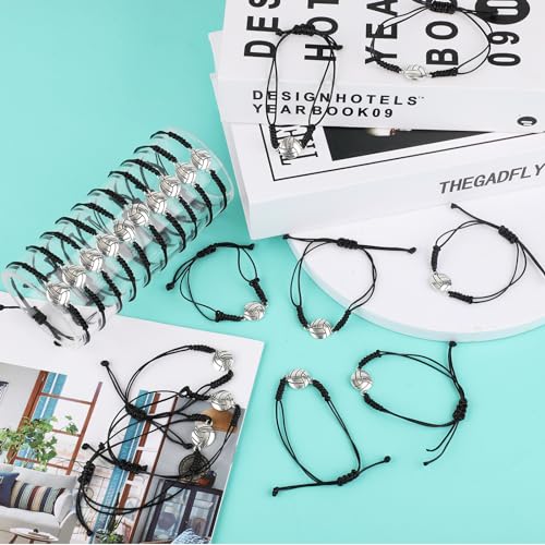 NQEUEPN 20 Pulseras de Voleibol, Dijes Voleibol Joyería Nudo Pulsera Cuerda Voleibol Ajustable Pulseras Deportivas Trenzadas Accesorios para Mujeres, Hombres, Adolescentes, Jugadores, Recuerdo Fiesta - imagen 3