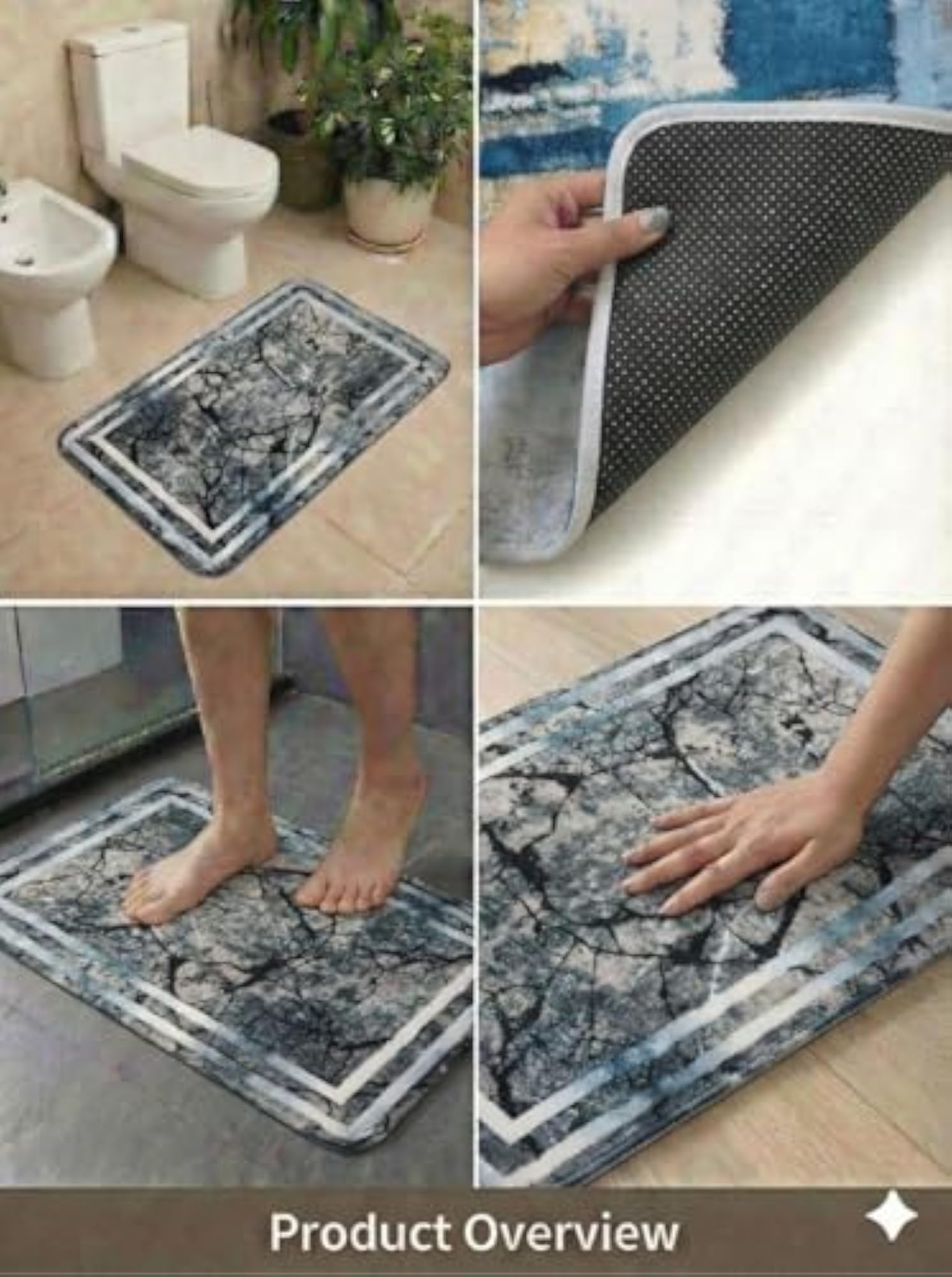 2pcs Soft Bathroom Floor Mat Set, Anti-Slip Washable Rug
