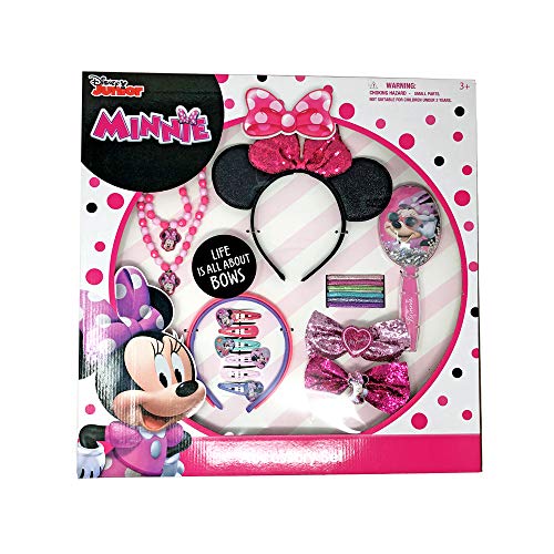 Disney Junior Minnie Accessory Set - Necklace, Bracelet, Headband, Hair Brush, Bow, Clip, Rubber Band