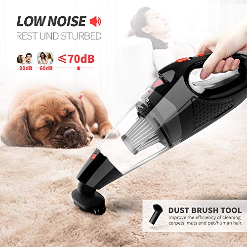 VacLife Handheld Vacuum, Cordless with High Power & Quick Charge Tech, Red (VL188) - Thumbnail 7