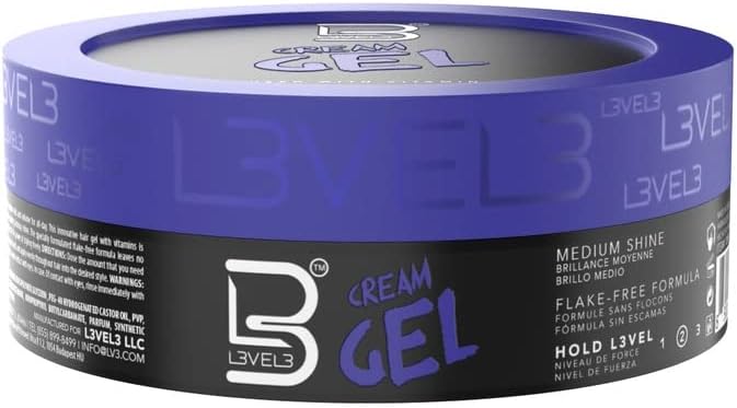 Level 3 Cream Gel - Provides Volume and Medium Hold - With Vitamins to Nourish and Protect Hair L3 - Level Three Mens Hair Styling Cream (100 ml)