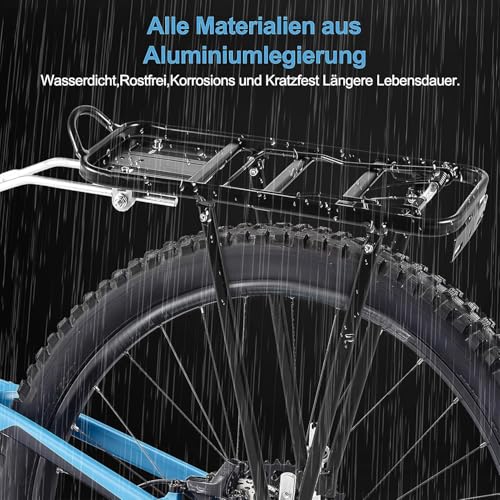Universeller Gepäckträger für 24-28 Zoll - Leichter Fahrradgepäckträger hinten (43x21cm) in schwarz, mit Reflektorhalterung, ideal für Citybikes & Mountainbikes (Cube kompatibel)