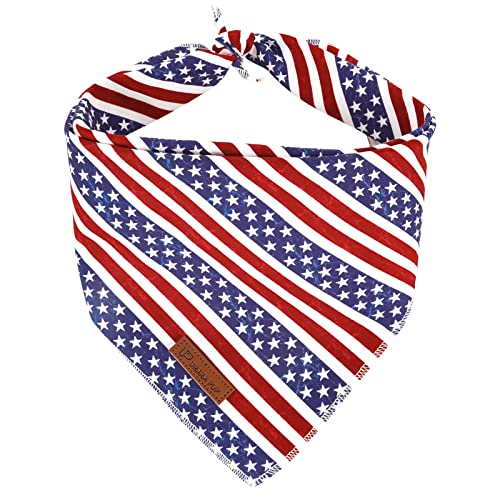 UP URARA PUP 4th of July Dog Bandana, Patriotic Bandana for Medium Large Dog, Cute Patriotic Puppy Bandana, Cotton American Flag Pet Triangle Bid Scarf Kerchief for Girl Boy Dogs