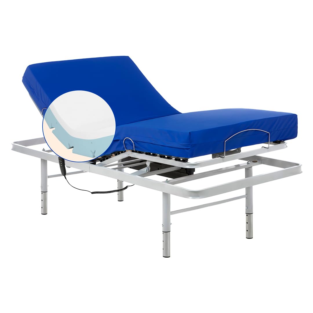 Geriafy Cama articulada con colchón Professional V3 MAX 80x190 cm | Patas regulables en 4 alturas, colchón viscoelástico de 15 cm, funda impermeable