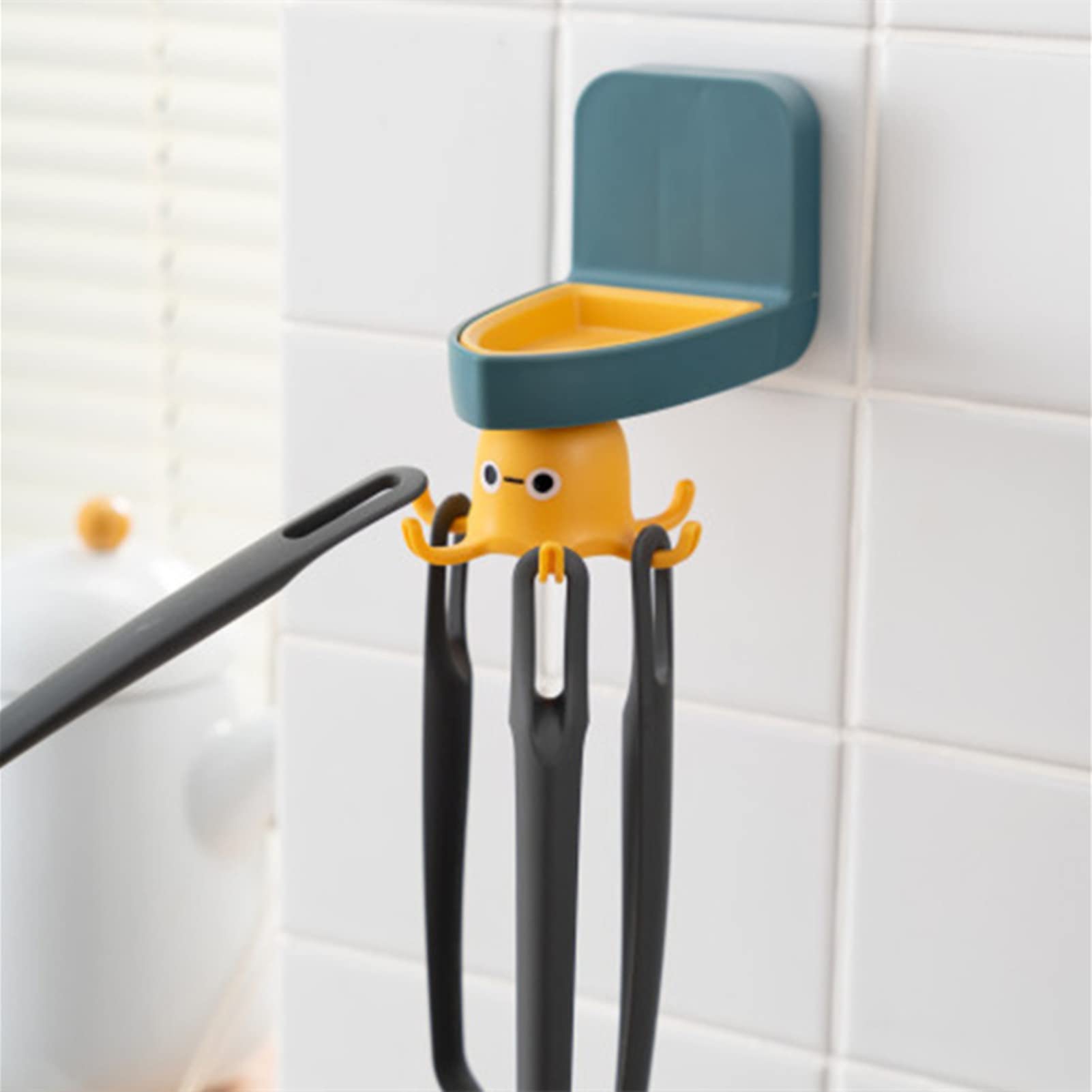 Kitchen Utensil Hooks for Kitchenware Tableware 360°Rotating Wall-mounted Utensils Hanger Racks Nail-Free Octopus Shelf Kitchen Storage Hook Cooking Utensil Holder Soup Spoon Shovel Kitchen Accesories