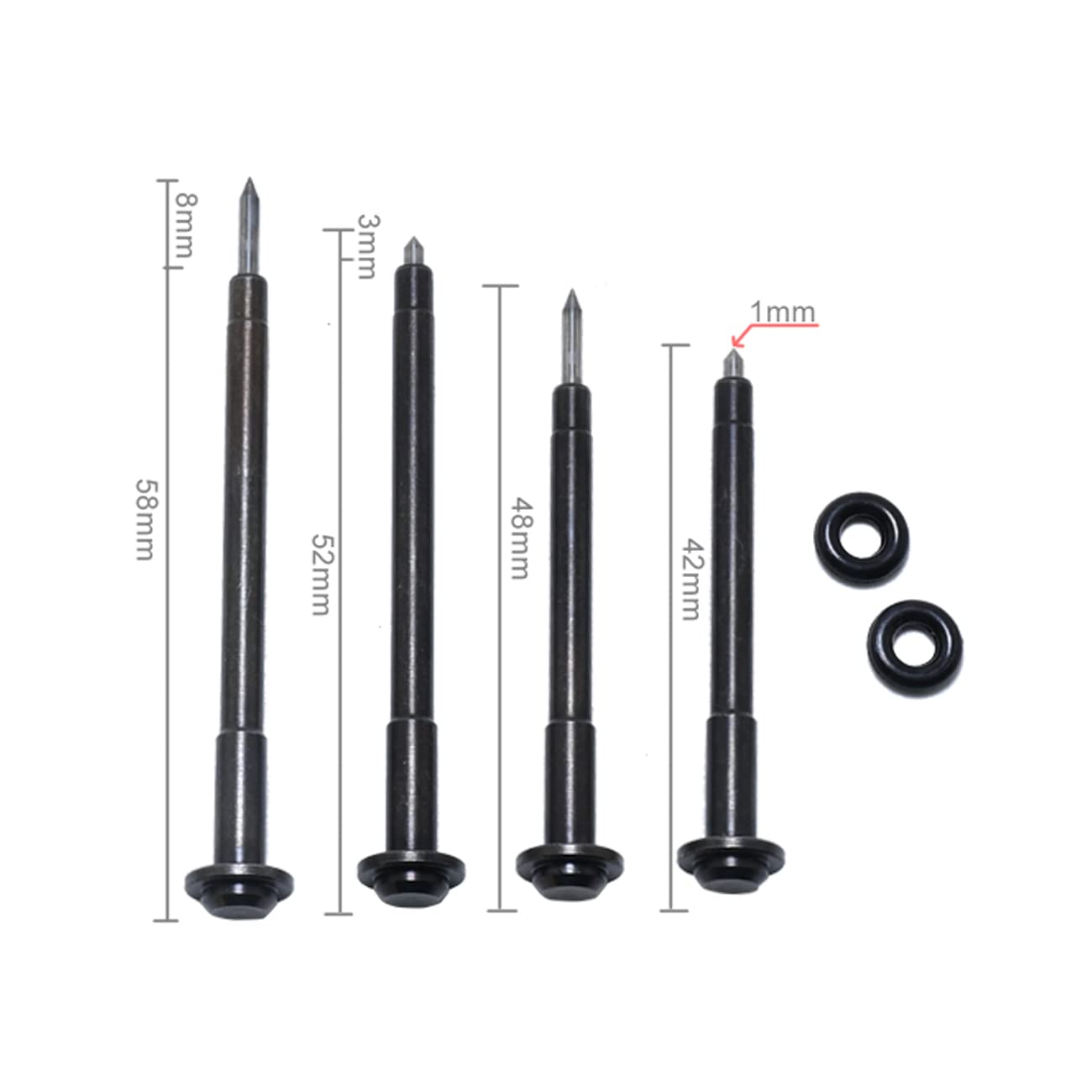 TOABLEVEL Pneumatic Engraving Pen Tip 3mm 8mm Air Scribe Pen Concrete Engraver Fossils Industrial Metal Jewelry Wood Stone Glass Carving DIY Tool Accessories Removable Tip Set Different Lengths