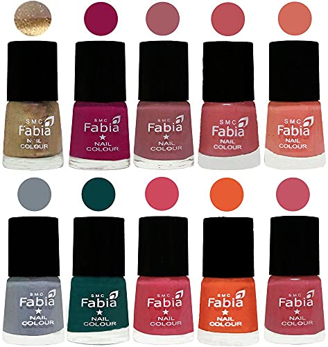 Image of SMC Fabia ALL IN ONE (PACK OF 10), Long Lasting Glossy Nail Polish, 6 ml Each, All Vibrant Colours,01926