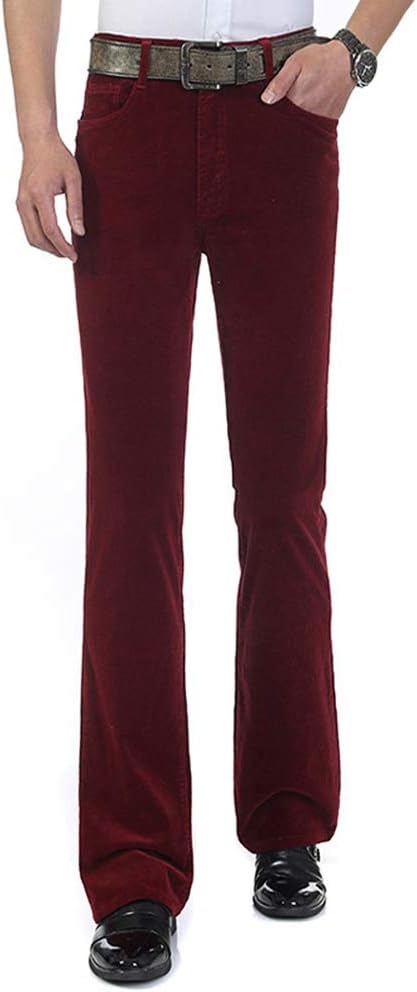 HAORUN Men Corduroy Bell Bottom Flares Pants Slim Fit 60s 70s Vintage Bootcut Trousers - Image 2