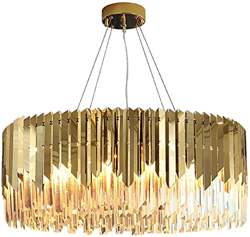 Lustre en cristal K9 à 8 lumières, plafonnier moderne de 60 cm avec diffusion lumineuse dorée à 360°
