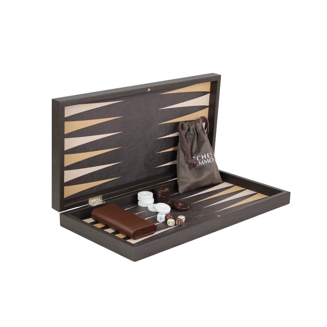 Set di backgammon marrone rustico in similpelle da 48,3 cm