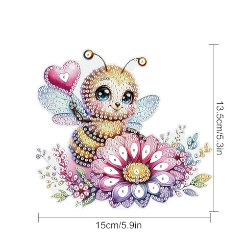 Image of AiYuanzsh Diamond Art Hanging Kits for Adults, Bee Flower Special Shaped Crystal Diamond Painting Acrylic Ornament, DIY Diamond Art Window Suncatcher Pendant for Home Wall Decor Gift