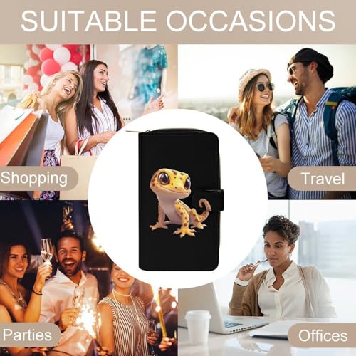 Cute Leopard Gecko Fashion Women's Wallet RFID Blocking Bifold Clutch Purse Compact Card Holder 19.7x11x3.5cm 5