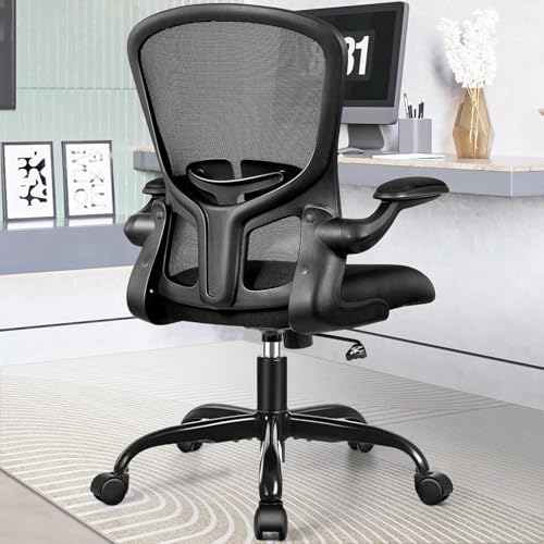 Image of FelixKing Office Desk Chairs, Ergonomic PC Desk Chair with Wheels, Adjustable Lumbar Support and Height, Swivel Computer Chair with Flip-up Armrests, Ergo Mesh Backrest for Working (Black, Pack of 8)