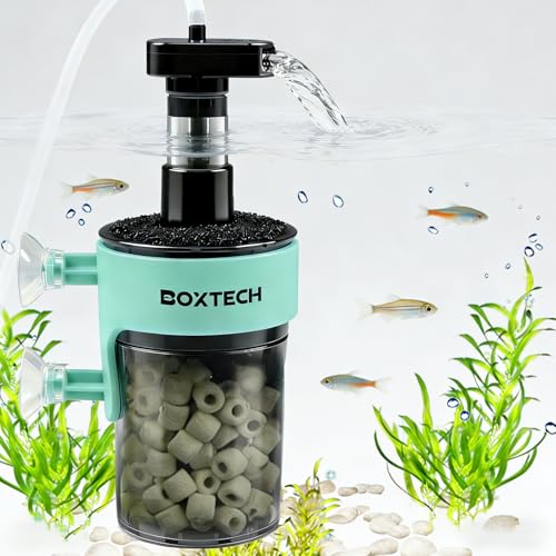 boxtech Filtre Intérieur Nano Aquarium Silencieux avec Médias Filtrants,Filtre à Mousse 3 en 1 pour Aquarium 5 à 25L : Filtration Physique + Biologique -...