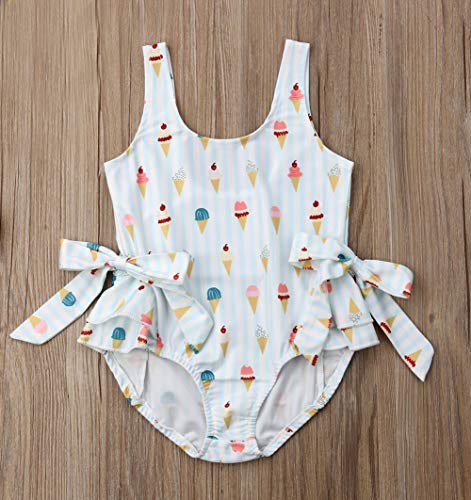 stylesilove Toddler Girls Sweet Ice Cream Bowknot Ruffled One-Piece Swimsuit Multicolored Bathing Suit Beach Swimwear2