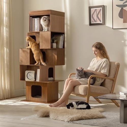 Librero para Gatos Pawlio Ergonómico 72" Nuez miniatura 3