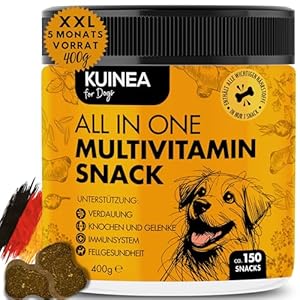 KUINEA® All-in-One Vitamins for Dogs as Treat, Approx. 5-Month Supply, Supports Digestion, Bones & Joints, Immune System, Fur Health, Dog Dietary Supplement, 150 Snacks (400 g)