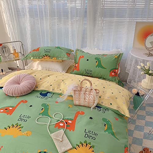 GETIYA Kinder Bettwäsche 100x135 Baumwolle Dino Bettwäsche Grün Mädchen Jungen Bettwäsche Dinosaurier Bunt Dino Bettbezug Grün Gelb Wendebettwäsche Babybettwäsche mit Kissenbezug 40x60 - Image 6