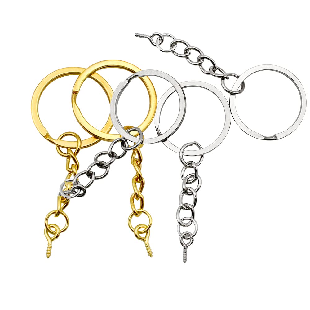 Portachiavi Metallo Piatto CRAFTMEMORE – 10 Pezzi In Oro, Diametro 25 Mm, Resistenti, Per Artigianato E Chiavi