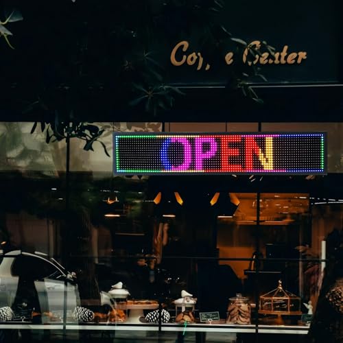 Image of WiFi Programmable LED Sign 40 inch x 8 inch, Outdoor P10 Store Sign | IP65 waterproof, 4500 cd /m brightness, full color text /logo display, app /PC /USB control, horizontal /vertical modes