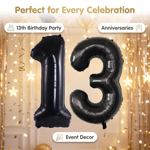Image of YPSelected 32 Inch Large Foil Helium Number Balloon Birthday Wedding Party 0-9 (Black, 3)