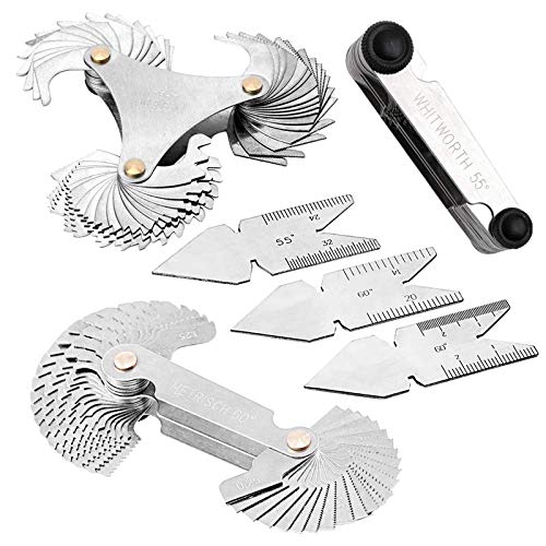 Top Brands 6Pcs Pitch Cutting Gauge, Stainless Steel Screw Thread Pitch Gauge Tool Set, 3 Pieces Center Gage, 1 America SAE Type, 1 Metric & America SAE Type, 1 Metric Imperial US for Industrial Measurement