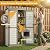 Outdoor Storage Cabinet with Shelves, Lockable Garden Shed, Wood & Plastic Weatherproof Outside Tool Cabinet for Patio, Backyard, Balcony White