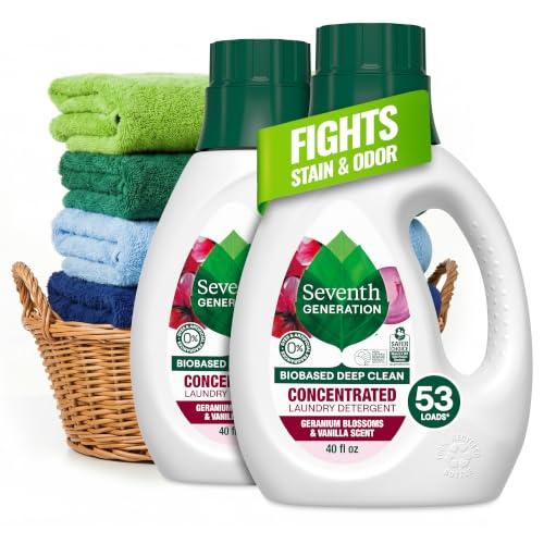 Image of Seventh Generation Concentrated Laundry Detergent, Geranium Blossom & Vanilla, 40 oz, Pack of 2 (106 Loads), 40 Fl Oz (Pack of 2)