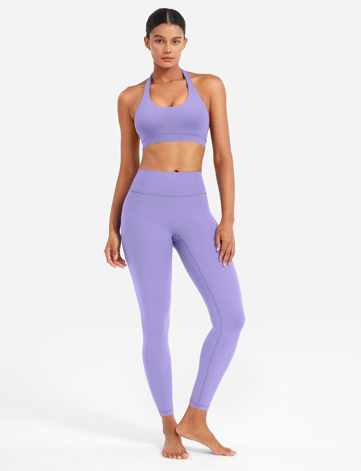 YEOREO SoftHue Women Halter Sports Bra Workout Seamless Padded Basic Bra Open Back Yoga Gym Crop Top - Image 5