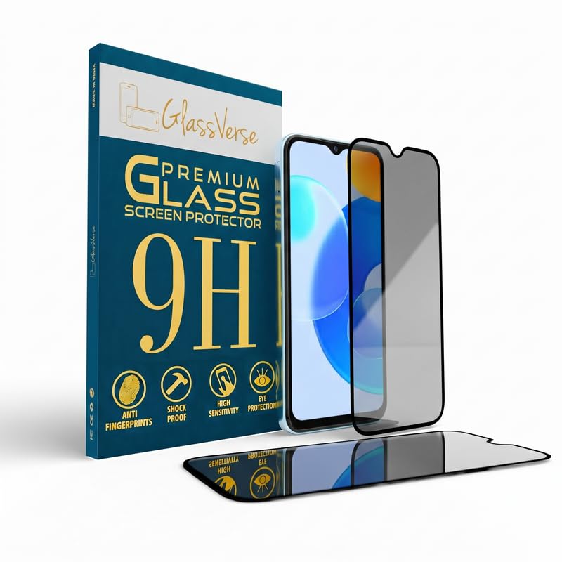Image of GlassVerse Ultra Privacy Tempered Glass For Tecno POP 6 Pro (Pack Of 2) with Free Installation Kit. Edge To Edge. (In-Screen FingerPrint Lock will not work with the Privacy Guard) - 6.56 inch