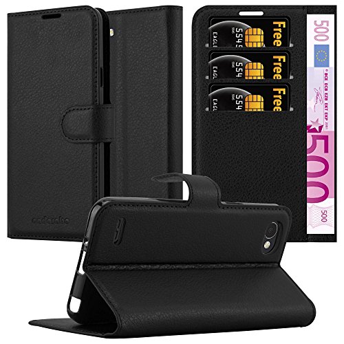 Cadorabo Funda Libro para LG Q6 en Negro Fantasma - Cubierta Proteccíon con Cierre Magnético, Tarjetero y Función de Suporte - Etui Case Cover Carcasa