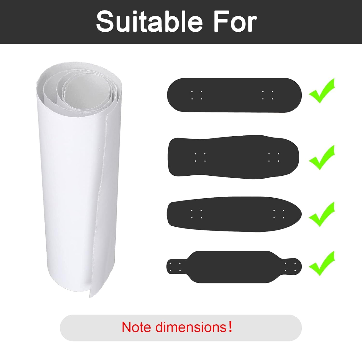 Fyearfly Nastro Antiscivolo Trasparente per Skateboard, Scooter e Longboard - Impermeabile, Resistente all'Uso e alla Trazione - Adesivo Trasparente per Skateboard e Longboard