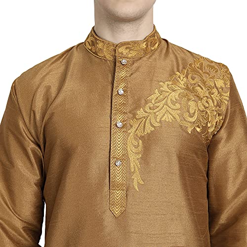 SKAVIJ Men's Kurta Pajama 2-Piece Set – Art Silk Party Wear Festive Dress Suit3