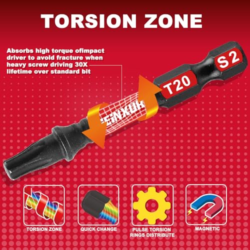 Geinxurn AMT7T40-031 30 Pieces (T7-T40) Impact Screwdriver Bit Set thumb #2