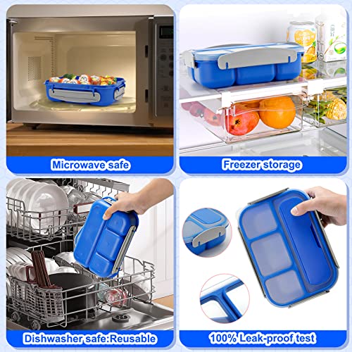 27 Pcs Bento Box Lunch Box Kit, 1300Ml Large 4-Compartment Lunch Container W/ Utensils Lunch Bag Accessories, Durable Leakproof Microwave Dishwasher Freezer Safe Meal Prep Container For Kids Adults #TOP2