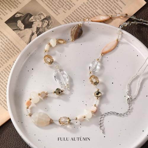 FULU AUTUMN Long Necklaces for Women Trendy Long Chunky Beaded Necklace Boho Fashion Costume Jewelry Mothers Day Gifts for Her2