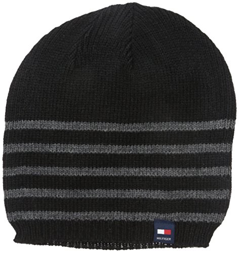 Tommy Hilfiger Men's Stripe Beanie, Black, One Size
