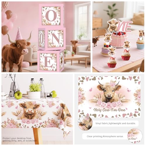 Image of cocomigo 254pcs Holy Cow I'm One Birthday Decorations Party Set, 20 Guests
