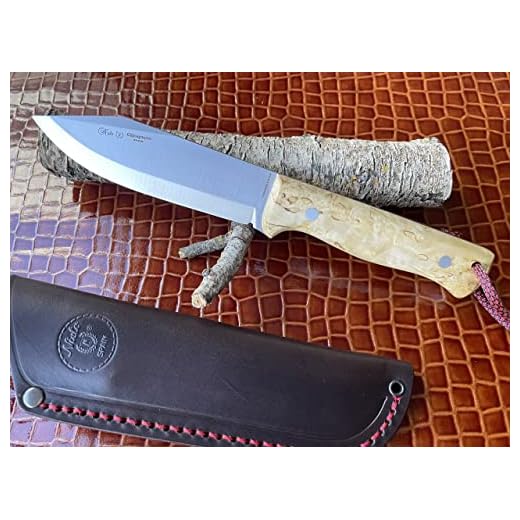 NIETO- 1045-A. Cuchillo Miguel Nieto CHISQUERO. Mango Abedul. Funda de cuero. Herramienta para Caza, Pesca, Camping, Outdoor, Supervivencia y Bushcraft