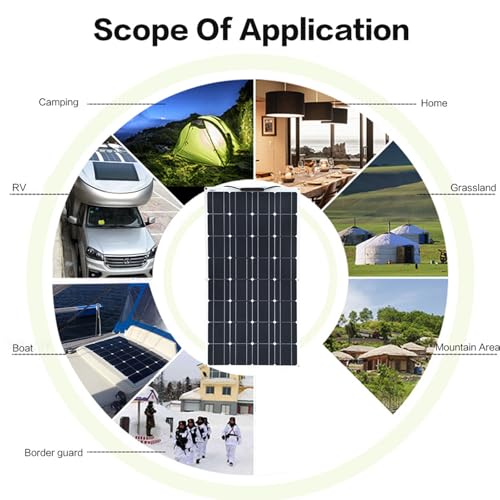 AISINILALAO Kit de painel solar de 100W com painel solar monocristalino de alta eficiência e para RV