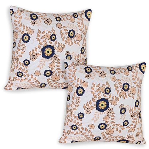 Image of HOKIPO Printed Cushion Cover 16x16 in, Light Peach Candytuft